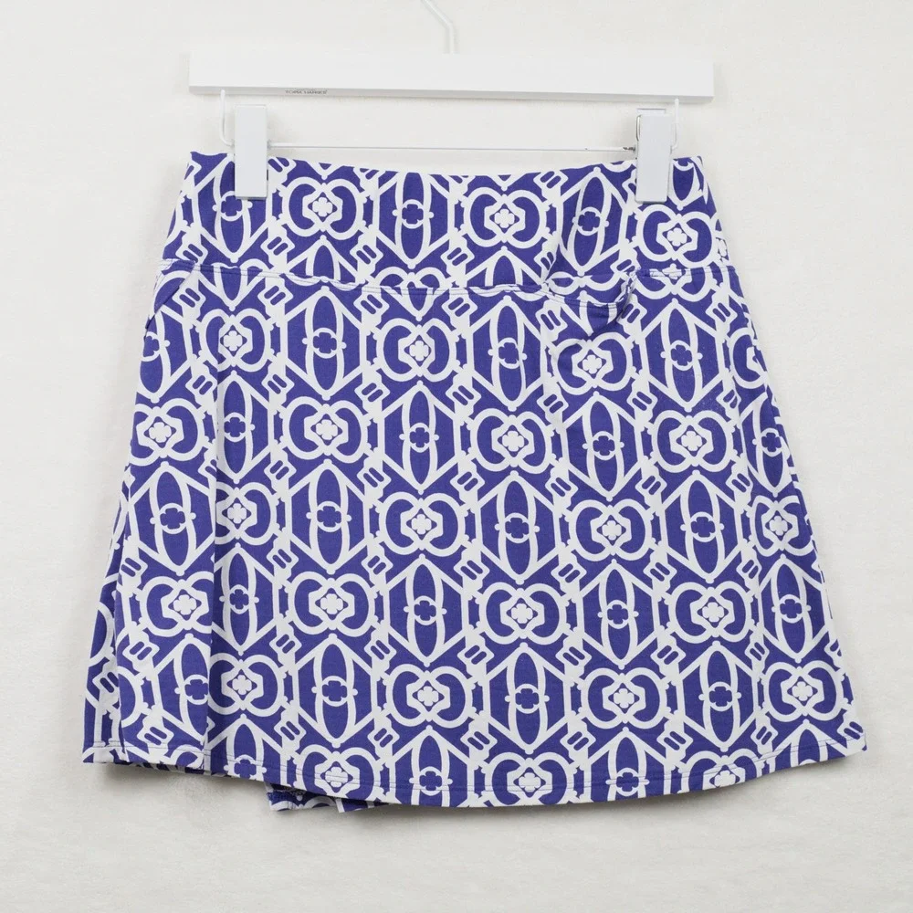 IBKÜL Geometric Print‎ Athletic Golf Tennis Pickleball Skort Blue White Sz S